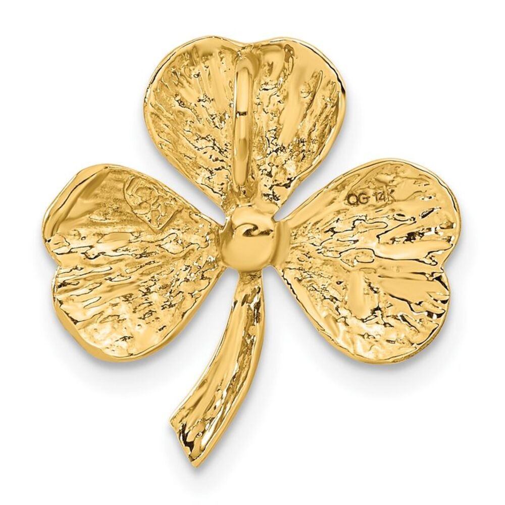 14k Yellow Gold Polished Shamrock Slide Pendant, 18mm (11/16 inch) - Picture 3 of 5